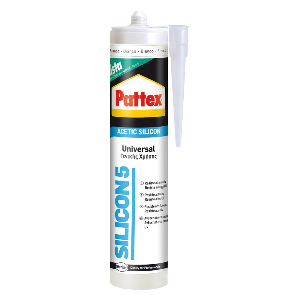 SILICONE ACETICO UNIVERSALE RAL 9010 bianco ml 280- 25 pezzi  - PATTEX