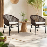 Garden Chairs, 2 Pieces, Brown PE Rattan