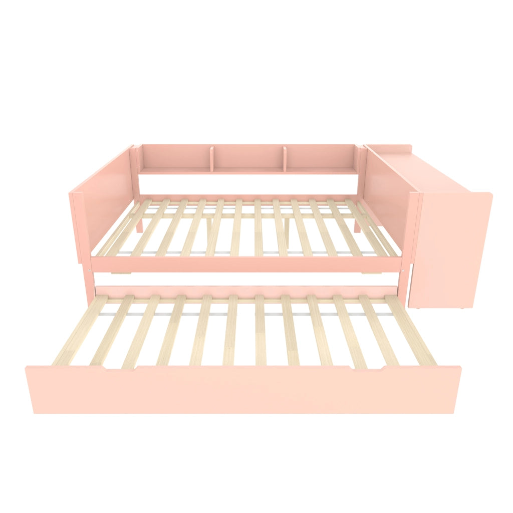 Letto Contenitore Matrimoniale Imbottito 140x200 cm con Testiera Contenitore; Rosa