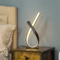 Lampada da Tavolo dal Design Contemporaneo a Spirale, LED Bianco Caldo, Alluminio, 21L x 15l x 43H cm, Nero