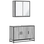 Set Mobili da Bagno | Armadio da bagno 2 pz Grigio Sonoma in Legno Multistrato