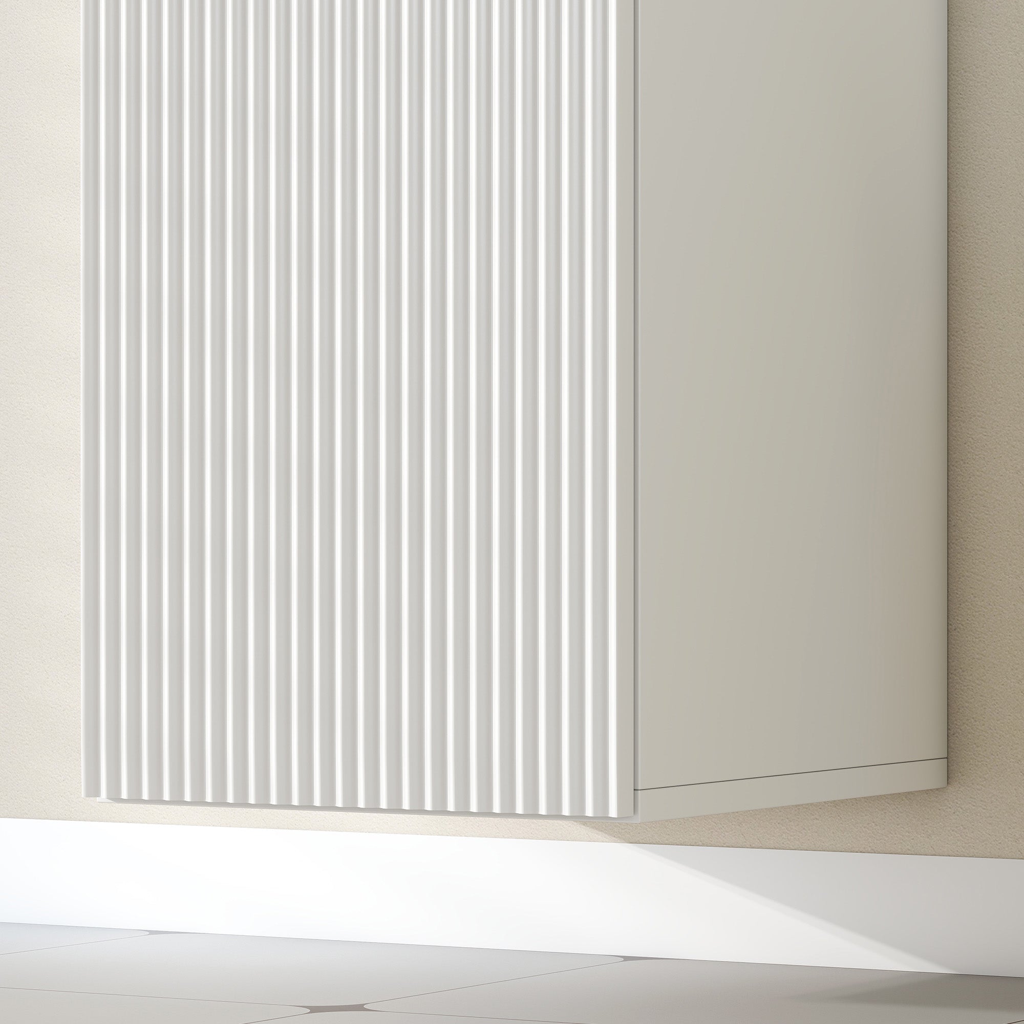 Mobile Bagno Sospeso a Colonna 30x31.5x160 cm con Ripiani Regolabili e Chiusura Soft Close in MDF Bianco