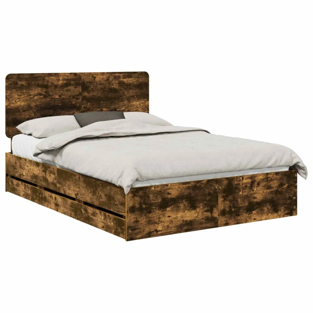 Struttura del letto con cassetto Rovere fumé 140 x 200 cm 3412592