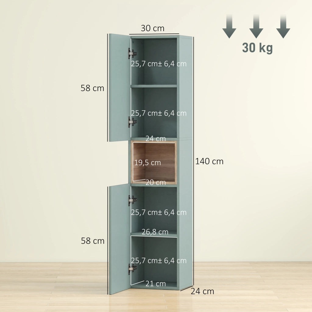 Mobile colonna bagno con ante ¨C zephmum ¨C verde 30x24x140cm