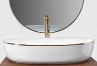 Lavabo Da Appoggio In Ceramica Rea Cleo White Gold Edge