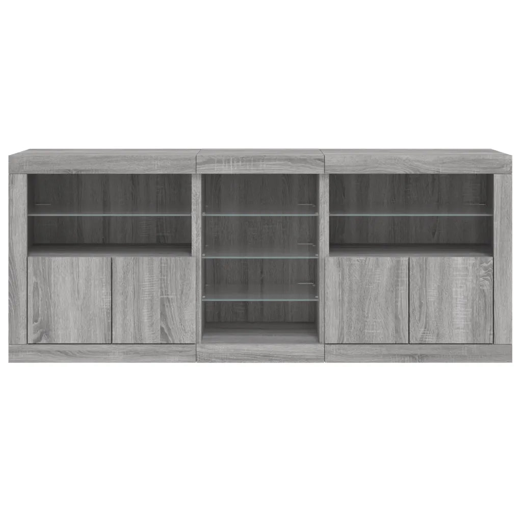 Credenza | Madia | Buffet da pranzo | Armadio da pranzo con Luci LED Grigio Sonoma 162x37x67 cm