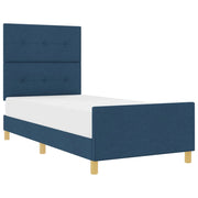 Letto singolo | Letto per adulti | Struttura del letto con testiera Blu 80 x 200 cm Tessuto