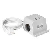 Ciabatta Multipresa da scrivania con Ricarica Wireless, 2 USB-C + 2 USB-A e 2 Prese Schuko, morsetto a vite e cavo 1,4 m