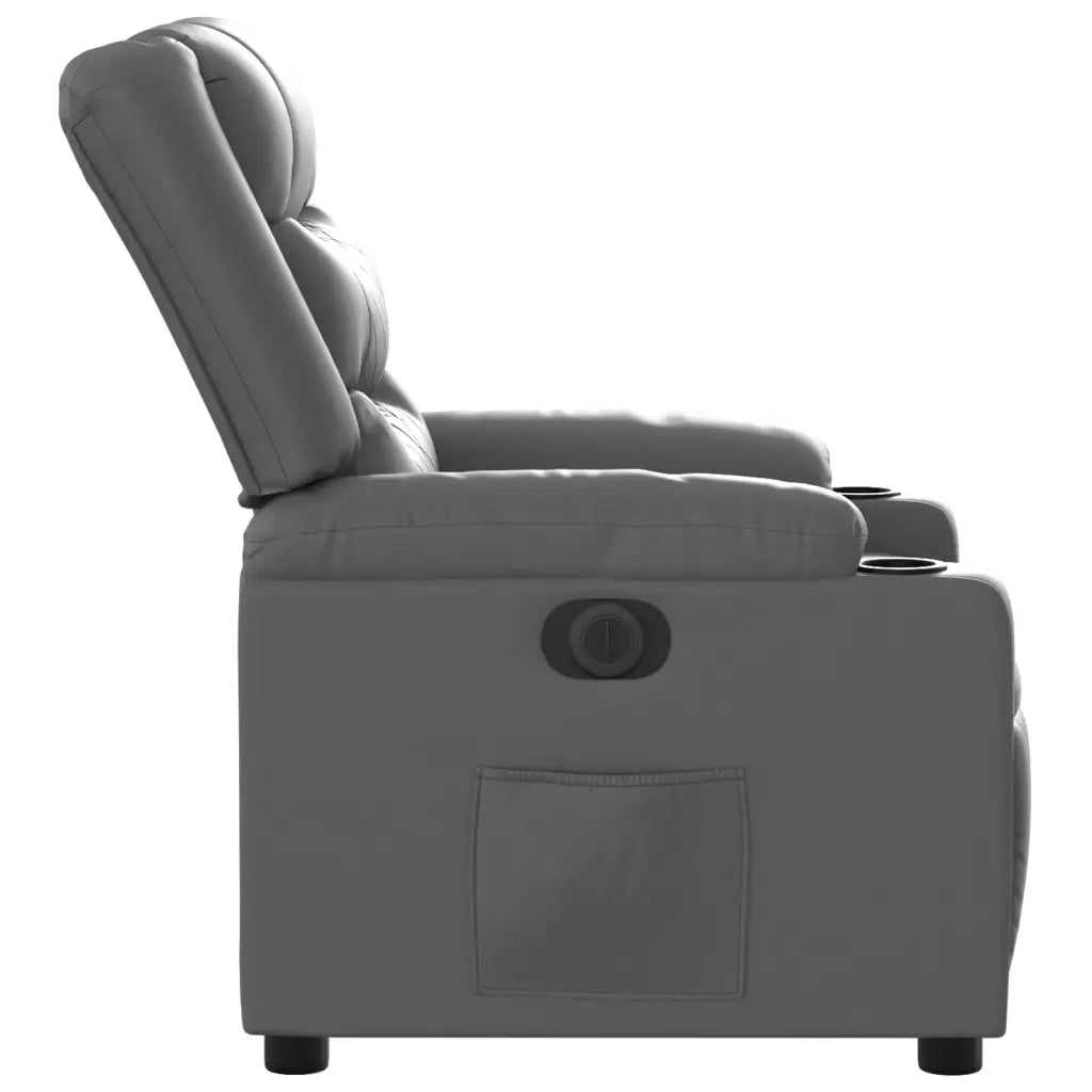 Poltrona Reclinabile Elettrica Grigia in Similpelle 3206546