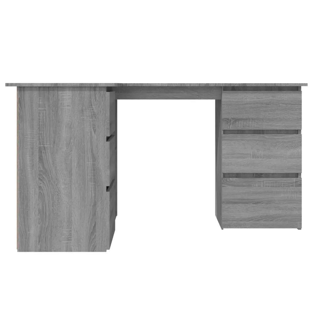Scrivania | Tavolo da Ufficio Angolo Grigio Sonoma 145x100x76 cm Legno Multistrato