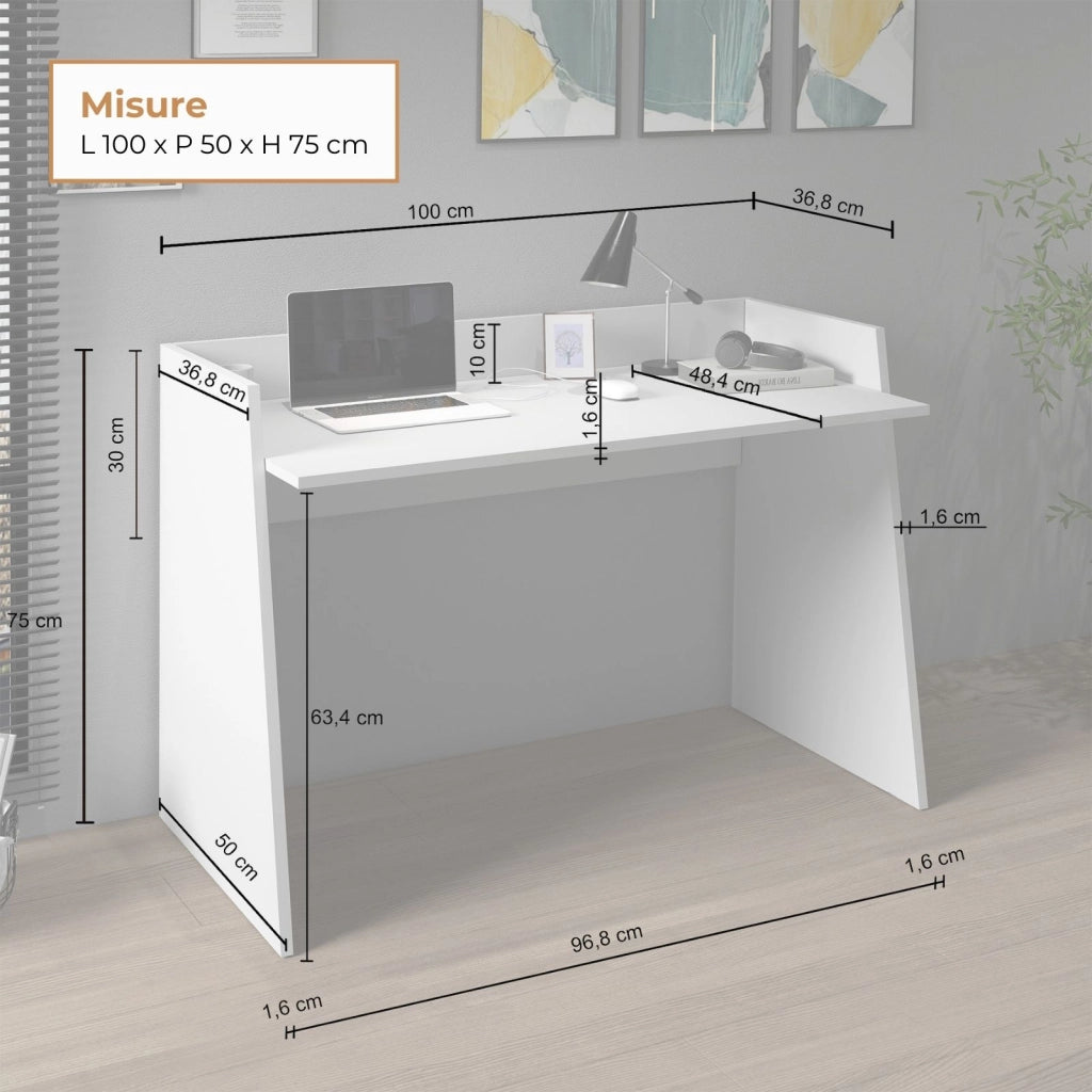 WHOUS Scrivania Easy bianco opaco 100x50x75 cm