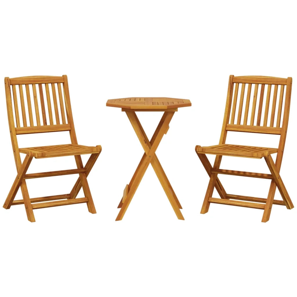 Set Bistrò Pieghevole 3pz in Legno Massello di Acacia 3295251