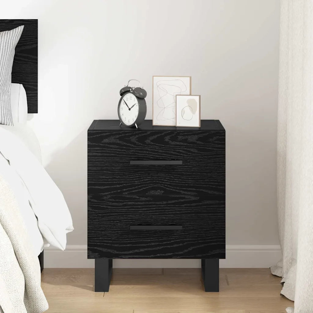 Armadio da Notte con cassetto Rovere Nero 40 x 35 x 47,5 cm