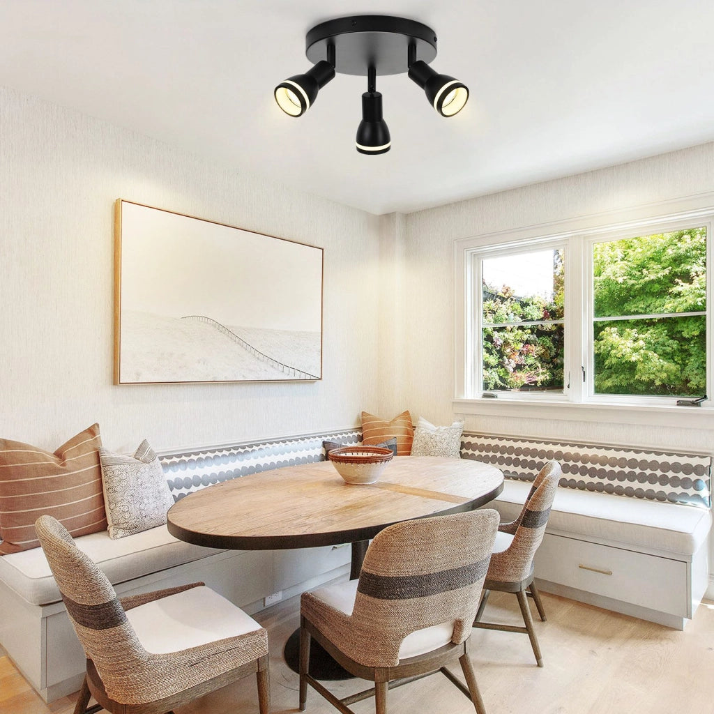 ZMH Faretto da soffitto neri 3 luci GU10 metallo orientabili moderni per camera letto sala pranzo senza lampadina