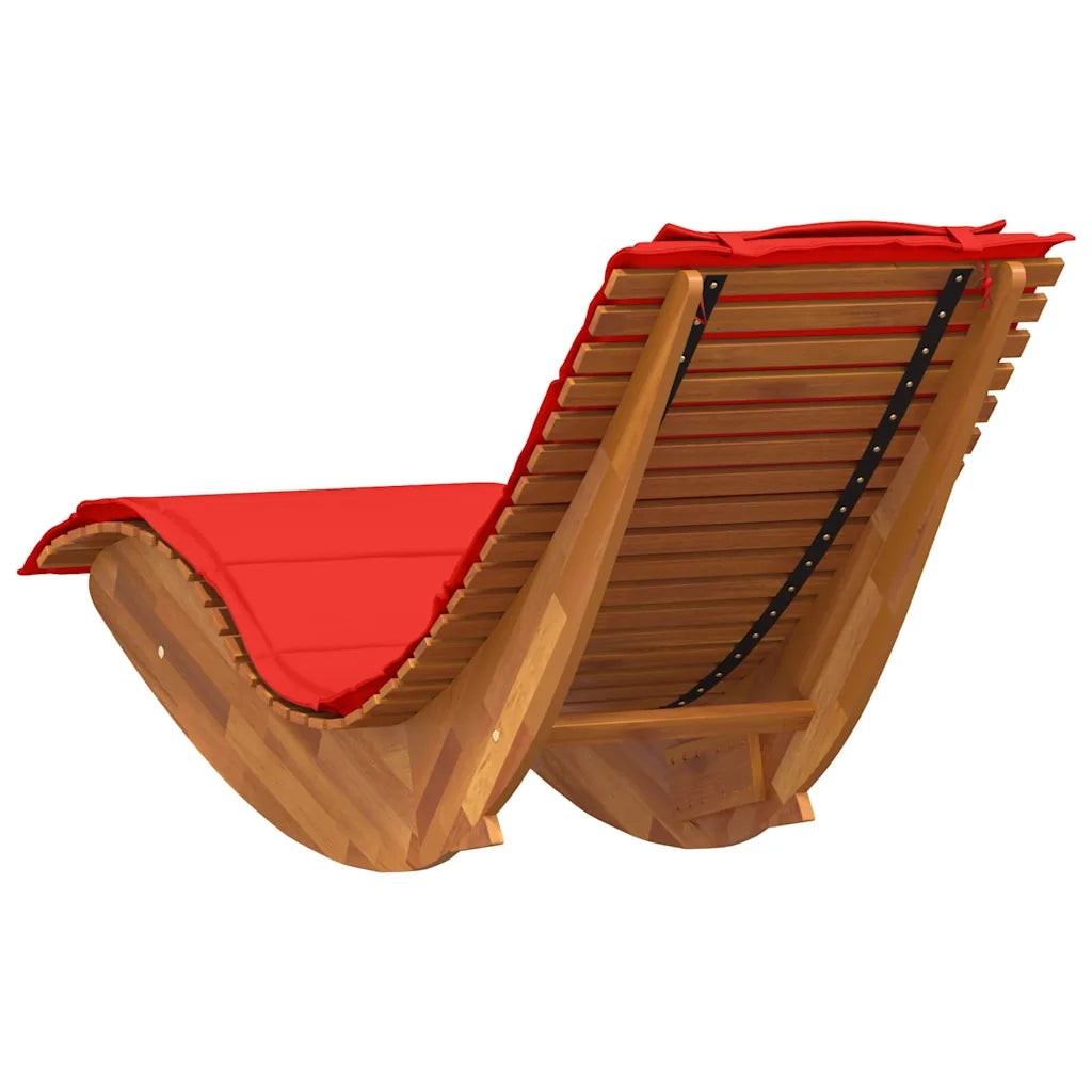 Lettino prendisole a dondolo con cuscino in legno massello di acacia 4103886