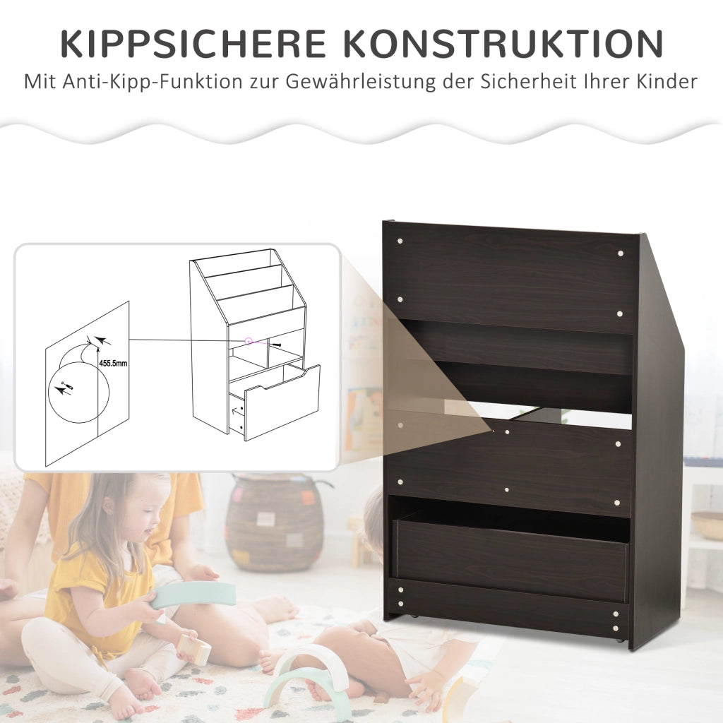 Libreria per bambini con cassetto e scaffali ¨C Minimal ¨C Grigio 60x30x90 cm