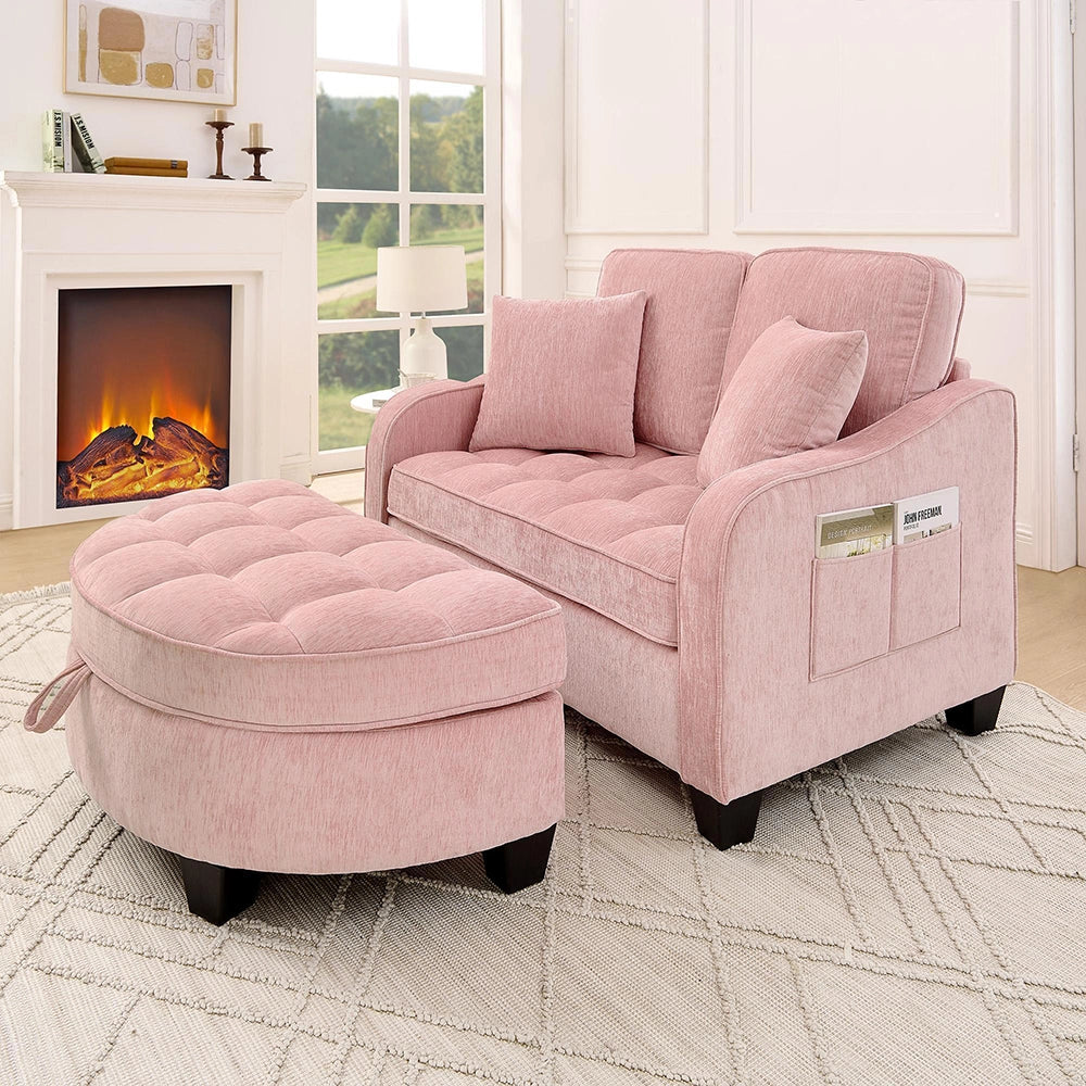 Divano letto multifunzionale - Xylo - Tessuto traspirante, legno di eucalipto, rosa