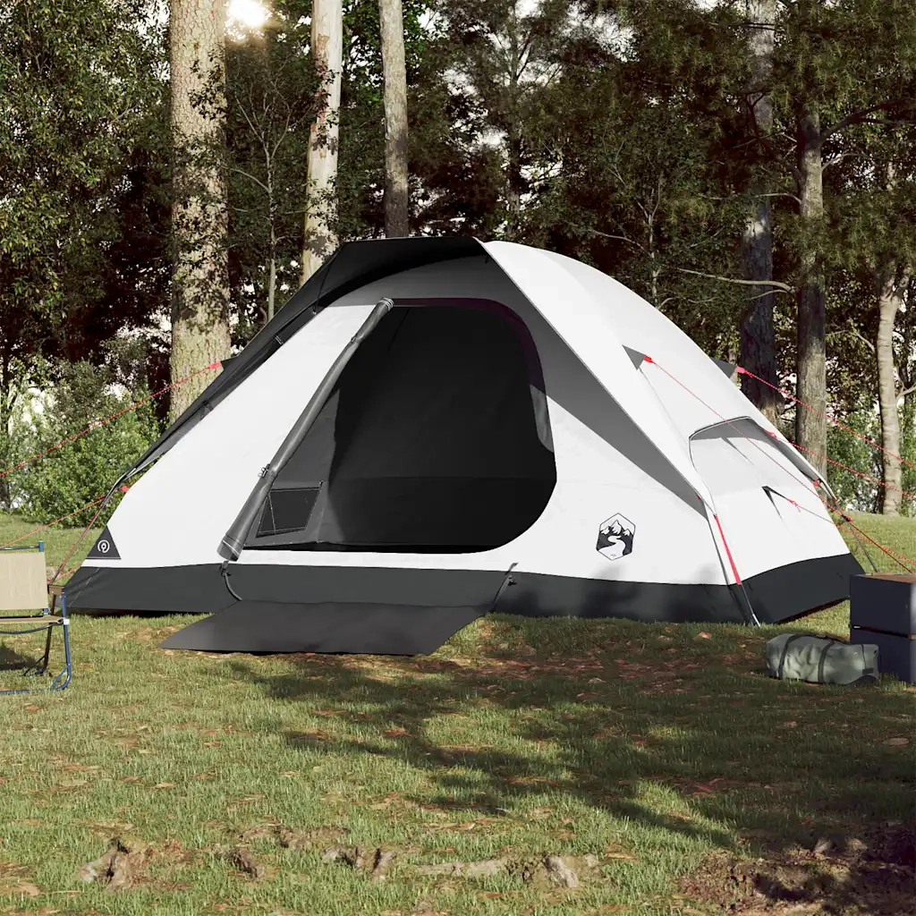 Tenda Campeggio a Cupola 4 Persone-Tenda per Escursionismo Bianca Tessuto Impermeabile 796253