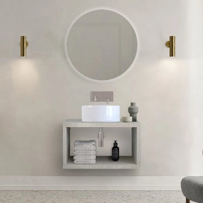 Mensolone bagno 60 cm grigio chiaro con vano a giorno per lavabo da appoggio Master
