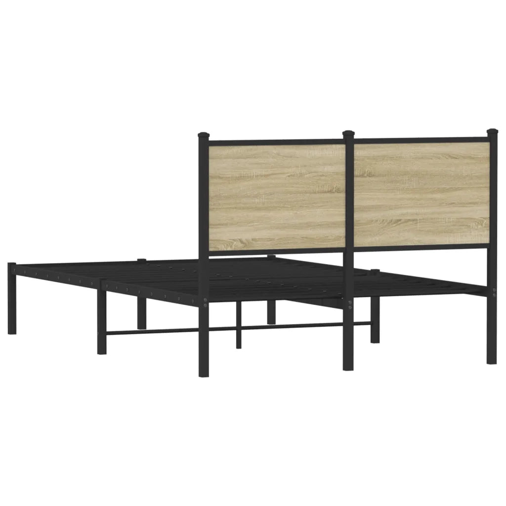 vidaXL Giroletto senza Materaso in Metallo Rovere Sonoma 120x190 cm