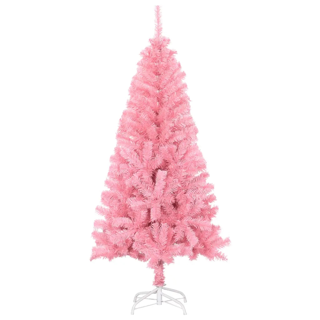 Albero di Natale | Decorazioni natalizie Artificiale Sottile con Base Rosa 150 cm PVC