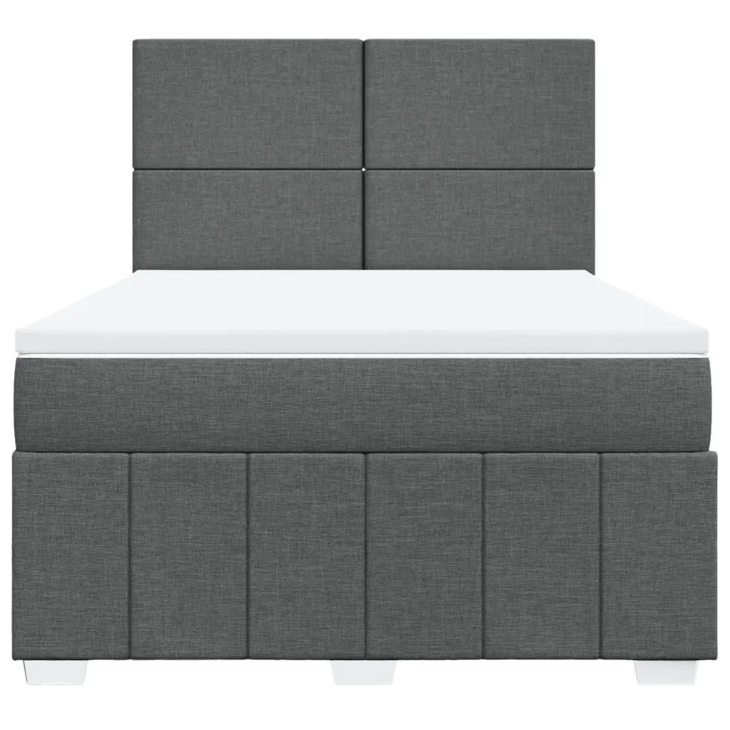 Giroletto a Molle con Materasso Grigio Scuro 160x200 cm Tessuto