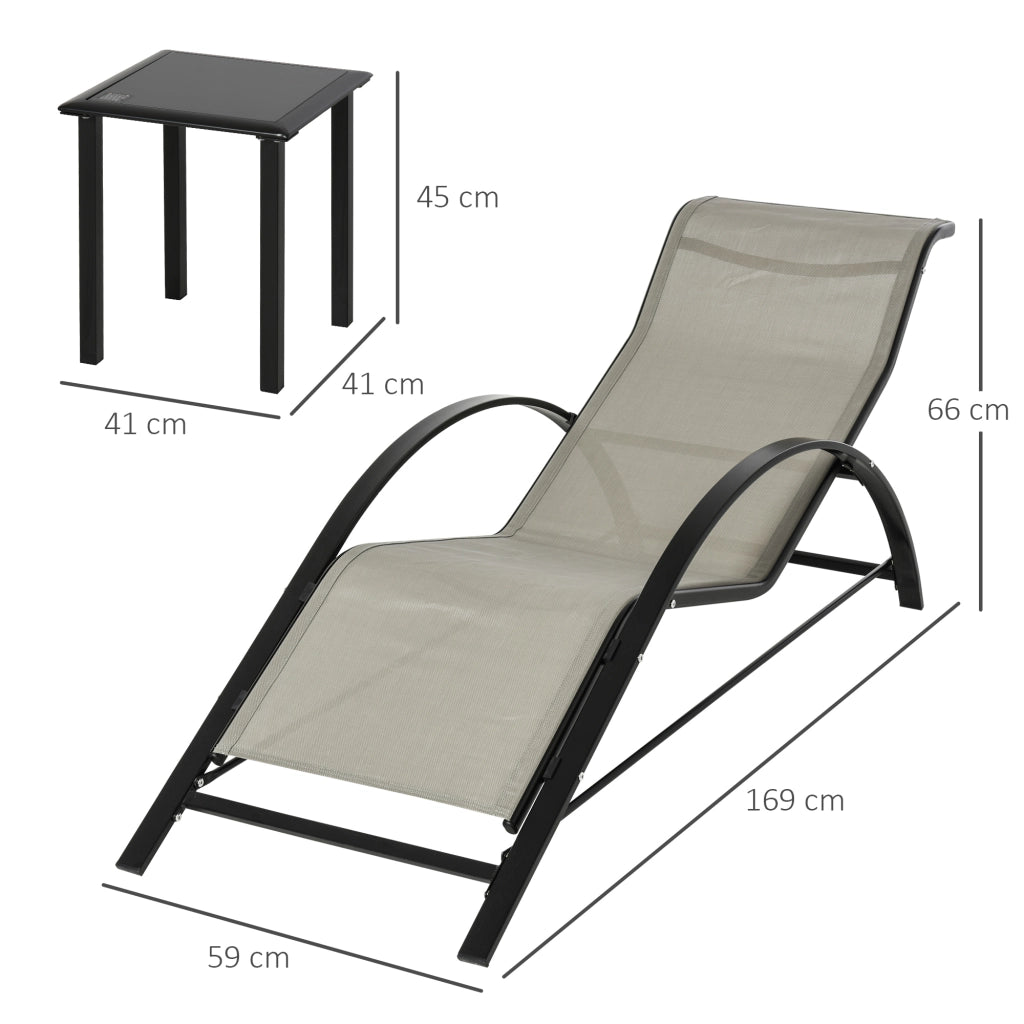 Lettini da giardino ¨C zephmum ¨C 2 pezzi, grigio, metallo, vetro temperato