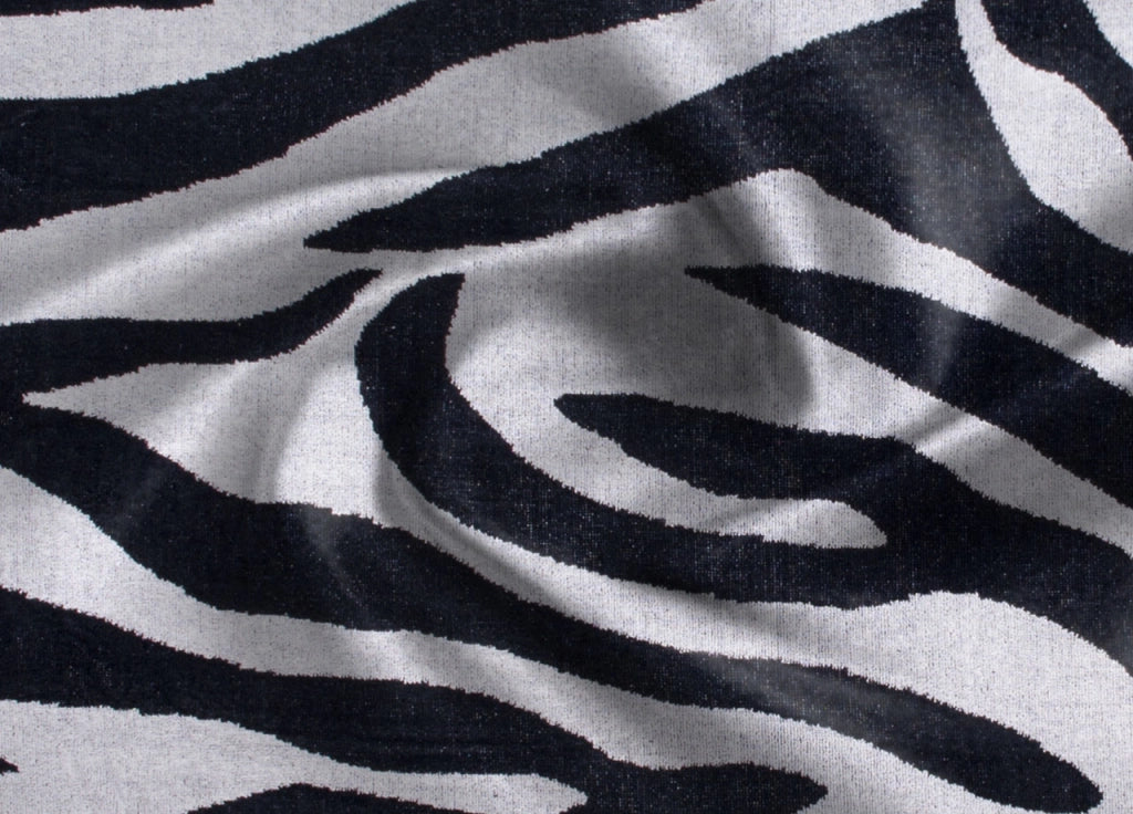 Telo Mare Jacquard Spugna Asciugamano Spiaggia Disegno Animalier Zebra