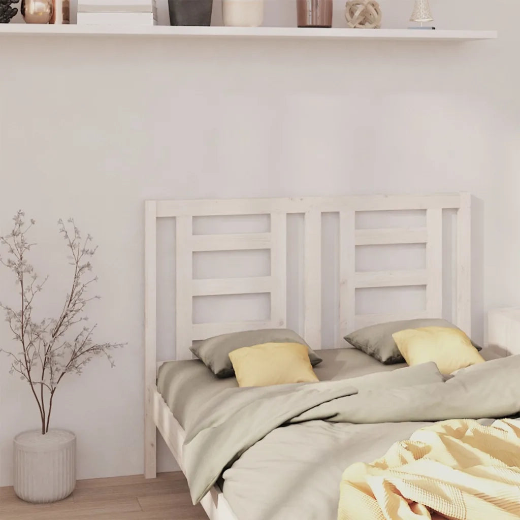 Testiera per Letto Bianca 126x4x100cm in Legno Massello di Pino 818811