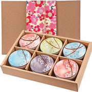 Set di 6 Ciotole in Ceramica, Disegno Sakura, Ciotole Giapponesi per Muesli, Zuppa e Dessert