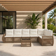 Set Divano da Giardino 8 pz Beige e Bianco Crema polyrattan 3435432