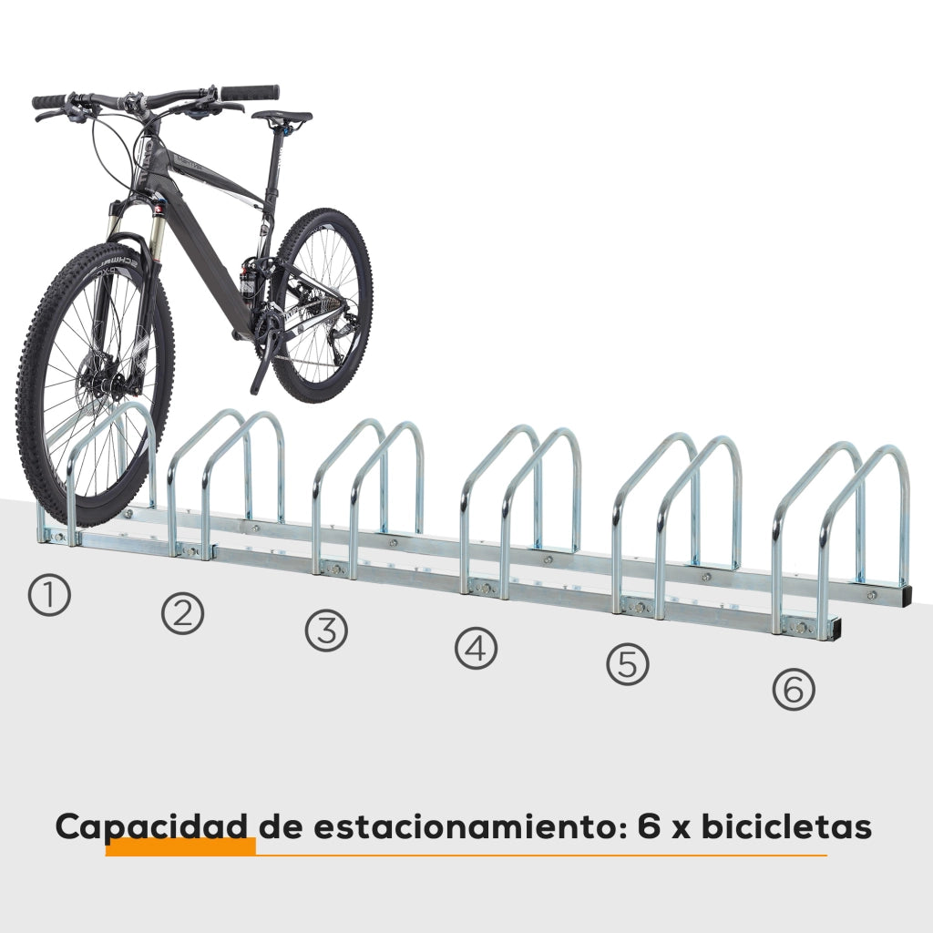 Sistema Parcheggio Biciclette 6 Posti ¨C zephmum ¨C Acciaio 179x33x27 cm Argento