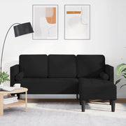 Divano L-Shaped a 3 Posti Nero 160 cm Tessuto