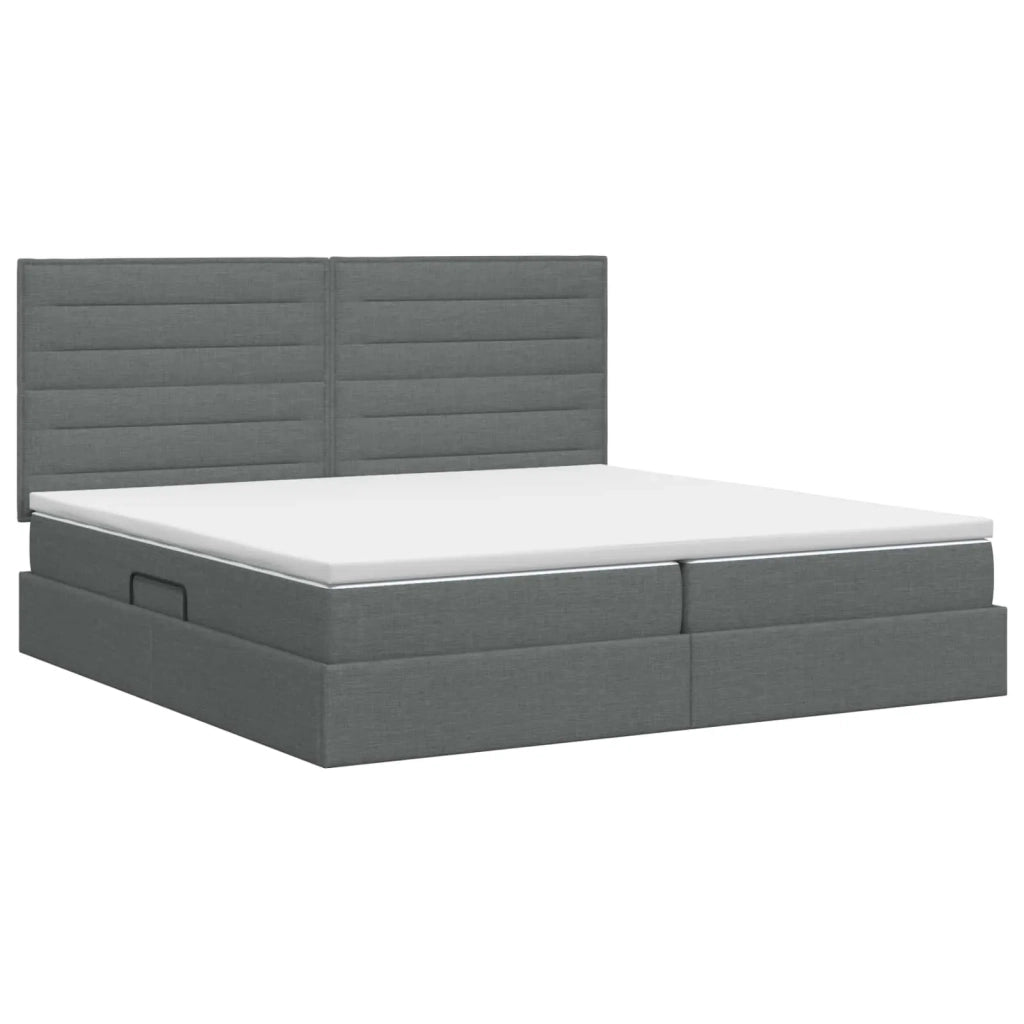 Letto con contenitore e materasso Grigio Scuro 200 x 200 cm 3459463