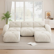 Divano modulare senza struttura in ciniglia beige chiaro HOMVRA