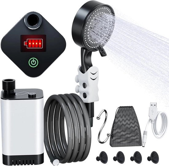 Doccia da campeggio con pompa - Doccia portatile da esterno - Doccia mobile con pompa a batteria 5200mAh per campeggio giardino auto doccia per cani