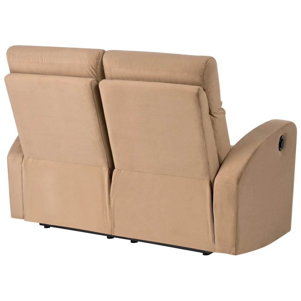 Divano reclinabile elettrico moderno in tessuto vellutato a 2 posti marrone chiaro design moderno glamour soggiorno