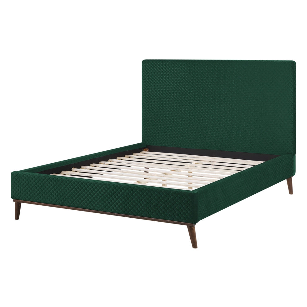 Letto matrimoniale tessuto verde 140 cm 6 struttura imbottita a nido d'ape trapuntato