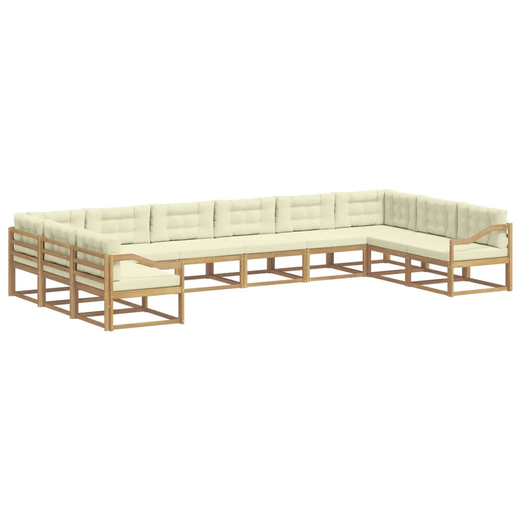 Set di divani da esterno con cuscino 10 pcs Bianco e Crema 3387119