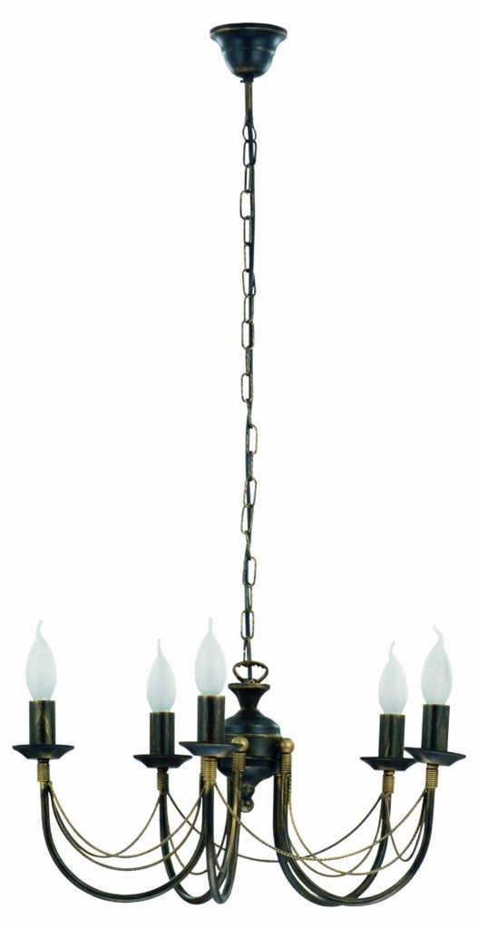 Lampadario Nowodvorski ARES metallo nero oro Ø54cm 5xE14