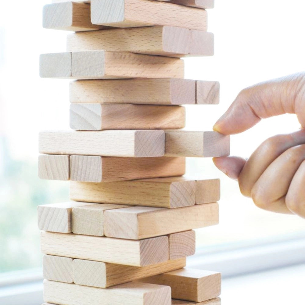 Trade Shop - Gioco Societa' Da Tavolo Jenga Torre Legno 28x8cm 57 Mattoncini Giochi Abilita' -