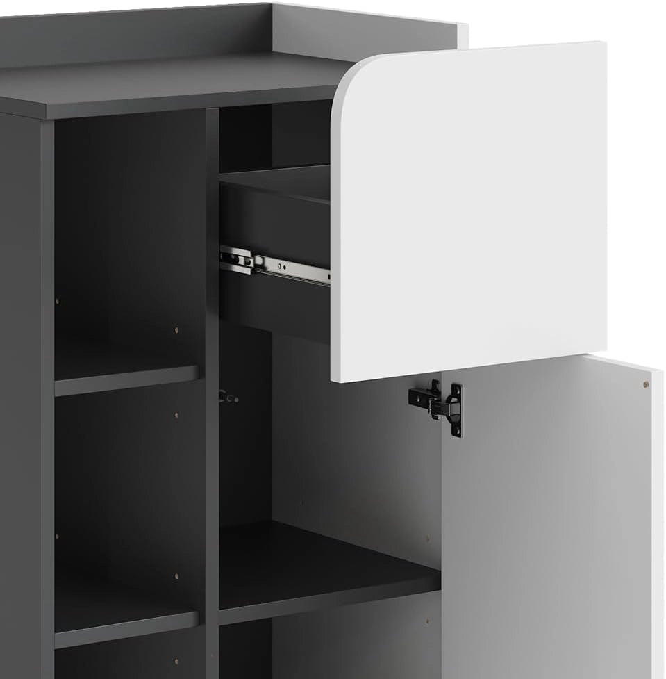 Mobile midi Karen, Antracite/bianco, 50 x 90 cm con anta e cassetto
