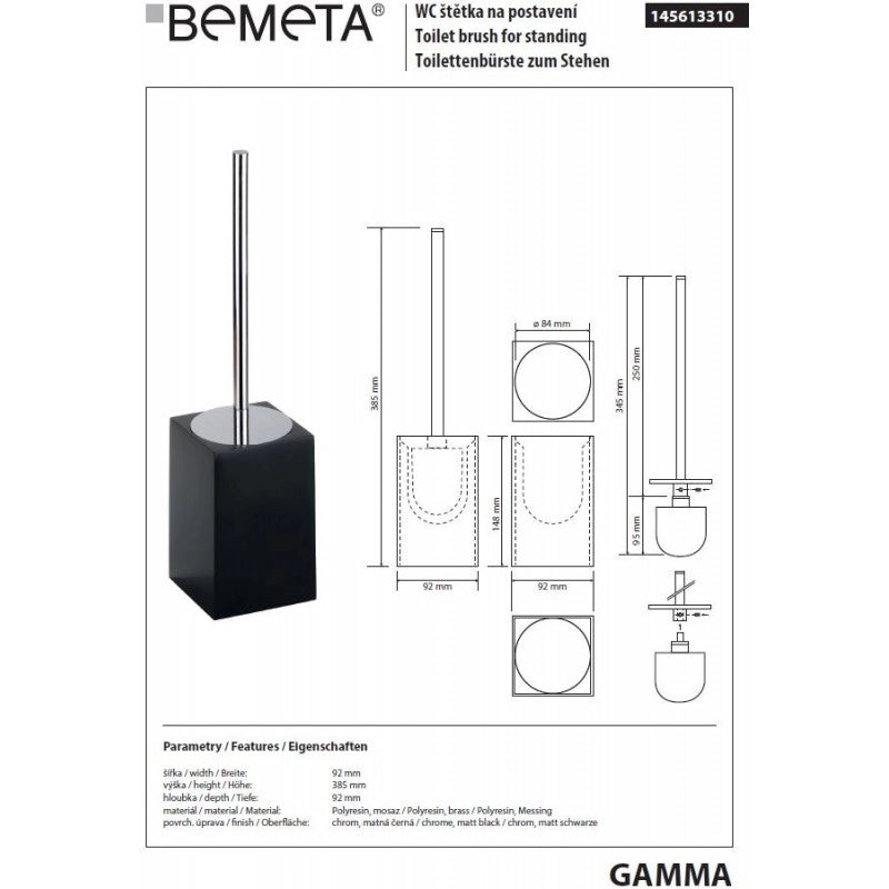 Scopino GAMMA in Resina Nero Opaco 38,5 x9,2 x9,2 cm