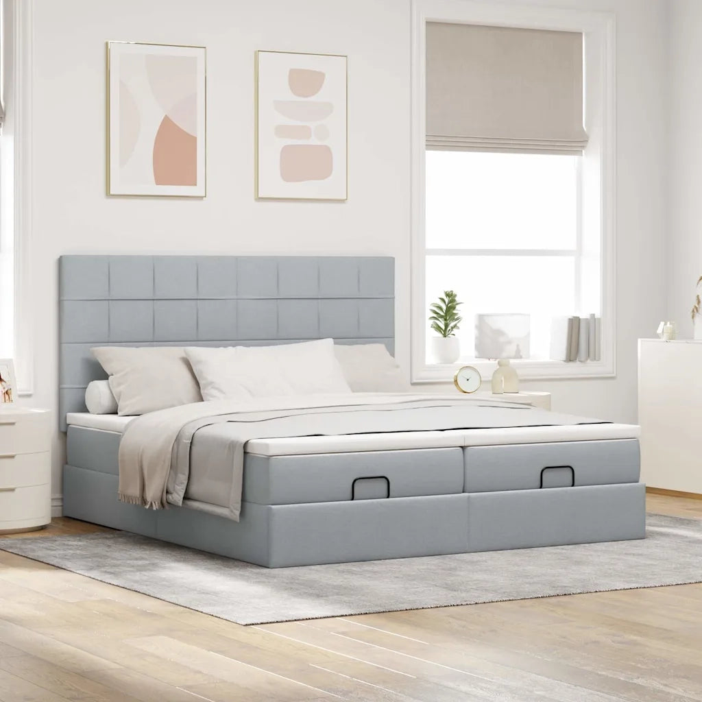 Struttura Letto Pouf con Materassi 200x200 cm in Tessuto 3313699