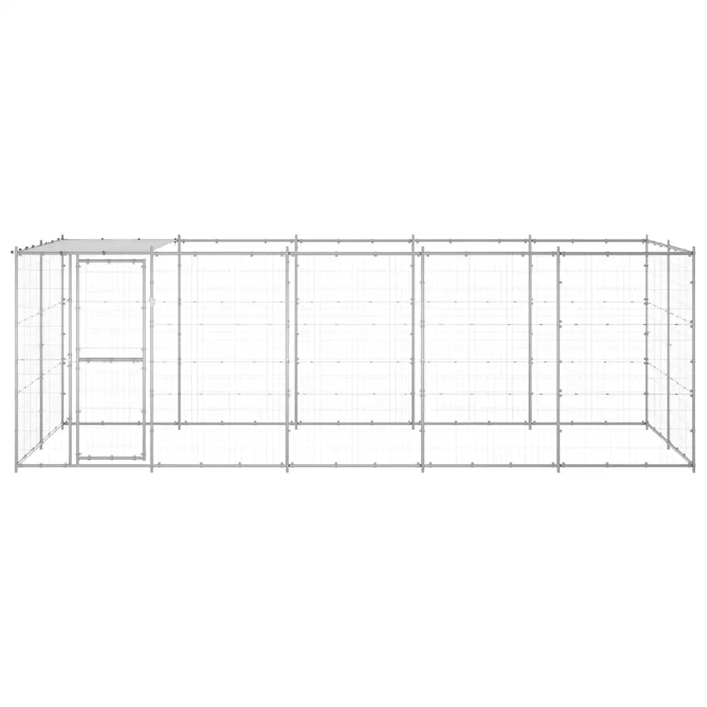 Gabbia per Cani da Esterno in Acciaio Zincato con Tetto 12,1 mÂ² cod mxl 55161