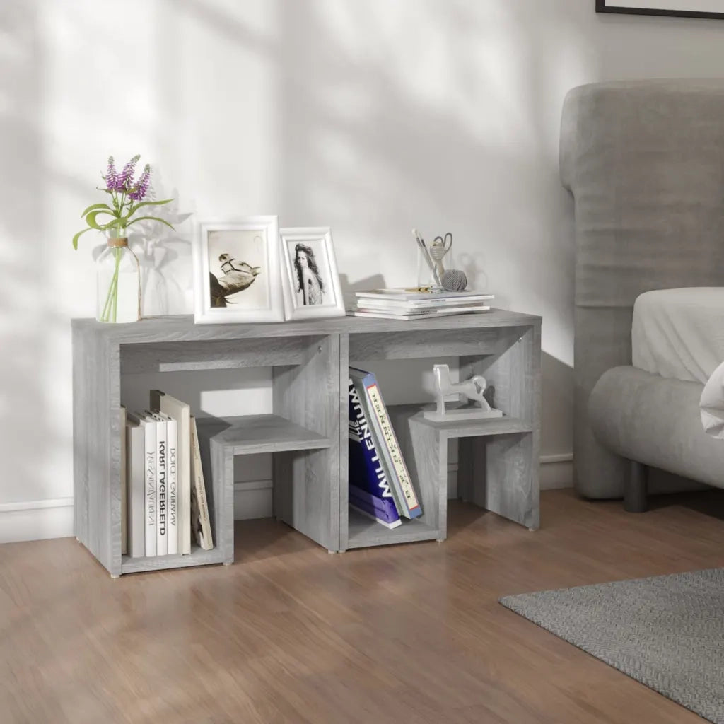 Comodini Grigio Sonoma 2 pz-Set di 2 Tavolino da notte 40x30x40 cm in Legno Multistrato
