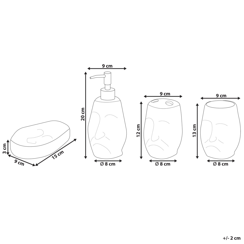 Set di 4 Accessori Bagno in Ceramica bianca a forma di faccia dispenser sapone porta sapone Portaspazzolino recipiente