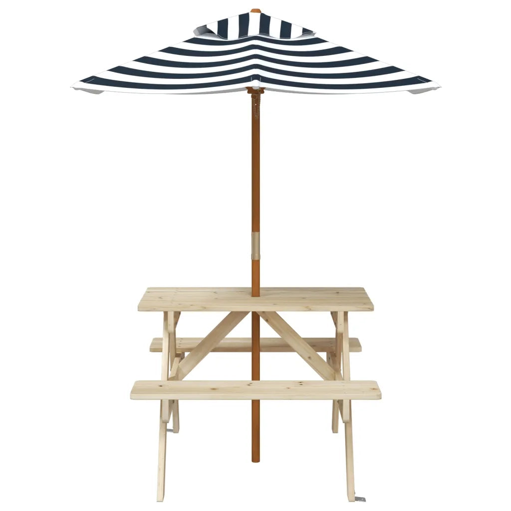 Tavolo da Picnic per 4 Bambini con Ombrellone Legno di Abete 3281614