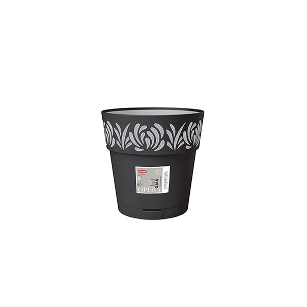 Vaso da Giardino Tondo Opera Gaia Grafite e Grigio 15 x 15 cm Stefanplast