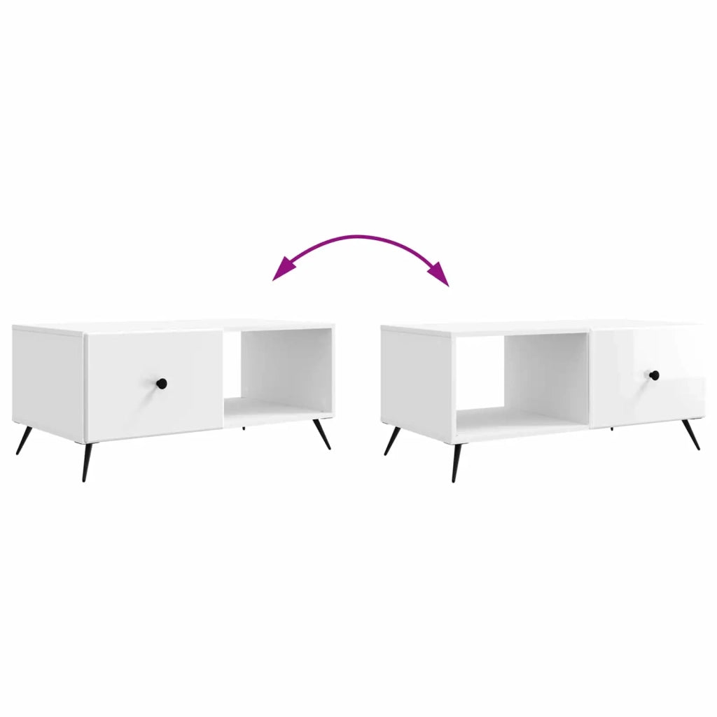Tavolino da salotto Bianco Lucido 90 x 50 x 40 cm